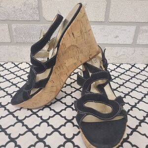 Guess by Marciano Black Wedge Sandal Size 9.5